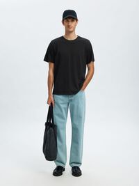 SLUB-BOMULL T-SKJORTE, Black, highres