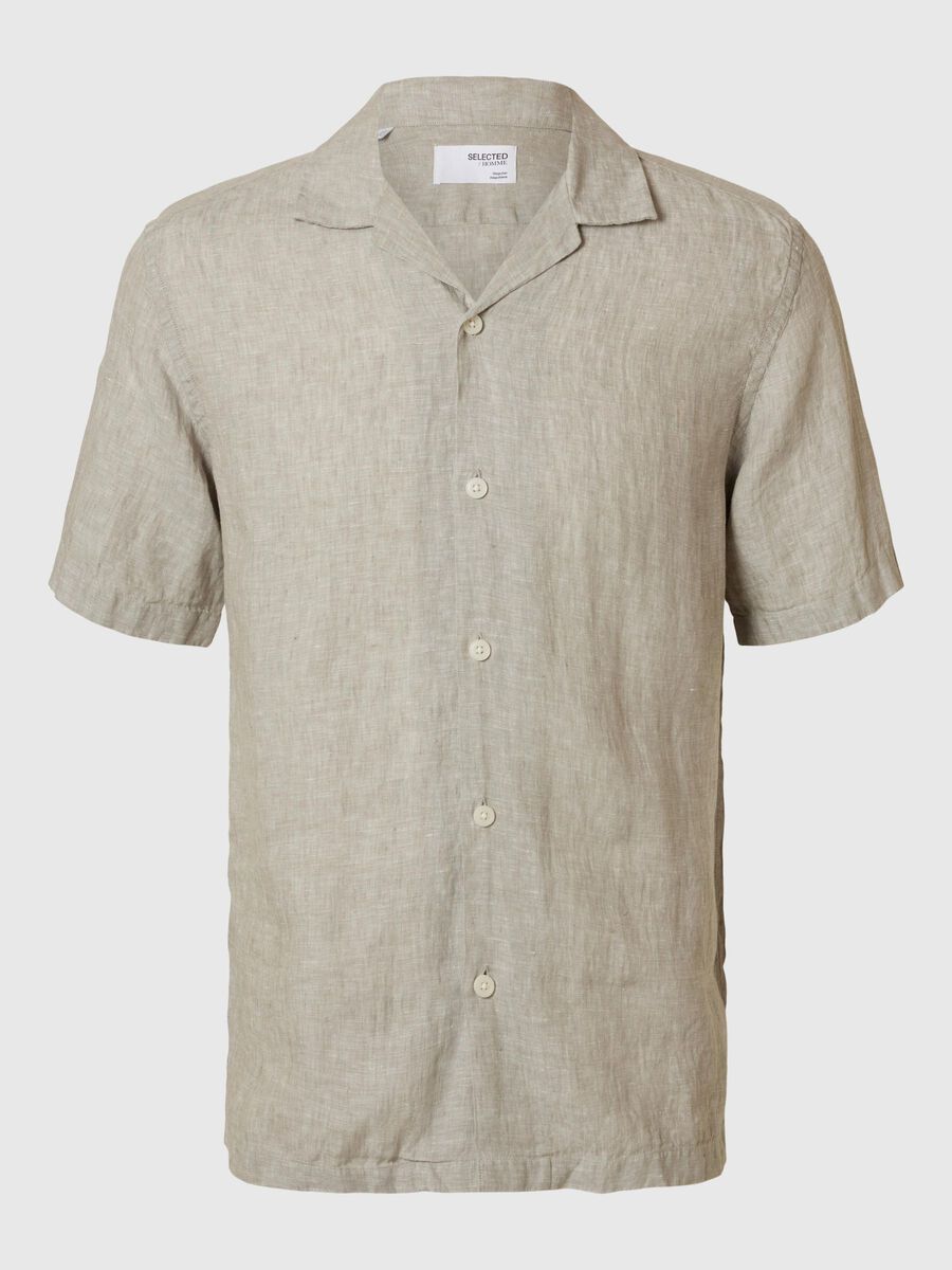 Selected 100% LEINEN KURZARMHEMD, Vetiver, highres - 16096908_Vetiver_001.jpg