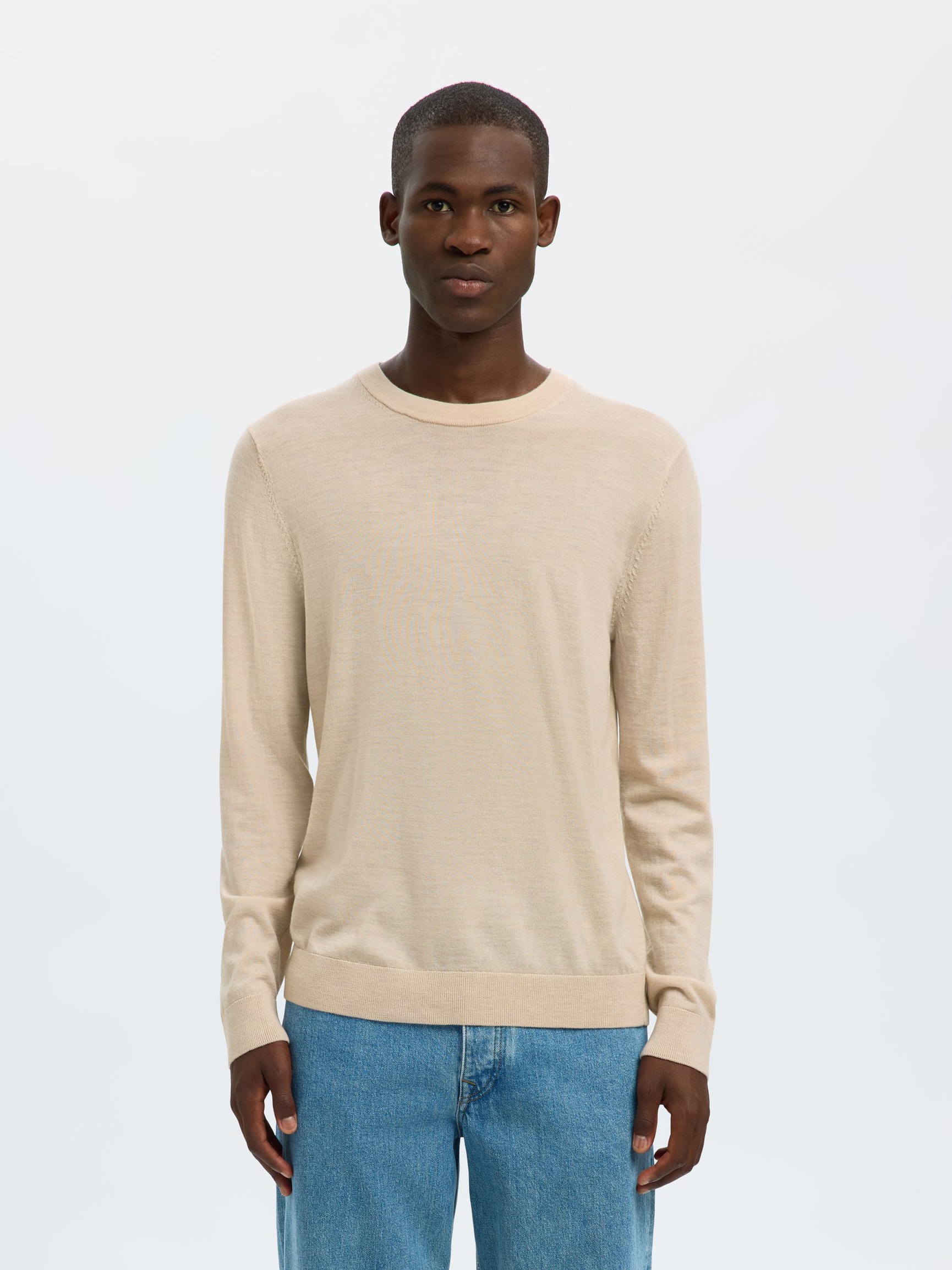 100 % LAINE MÉRINOS PULLOVER, Oatmeal, highres