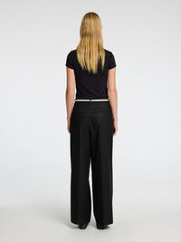 JAMBE EXTRA-LARGE PANTALON TAILLE HAUTE, Black, highres