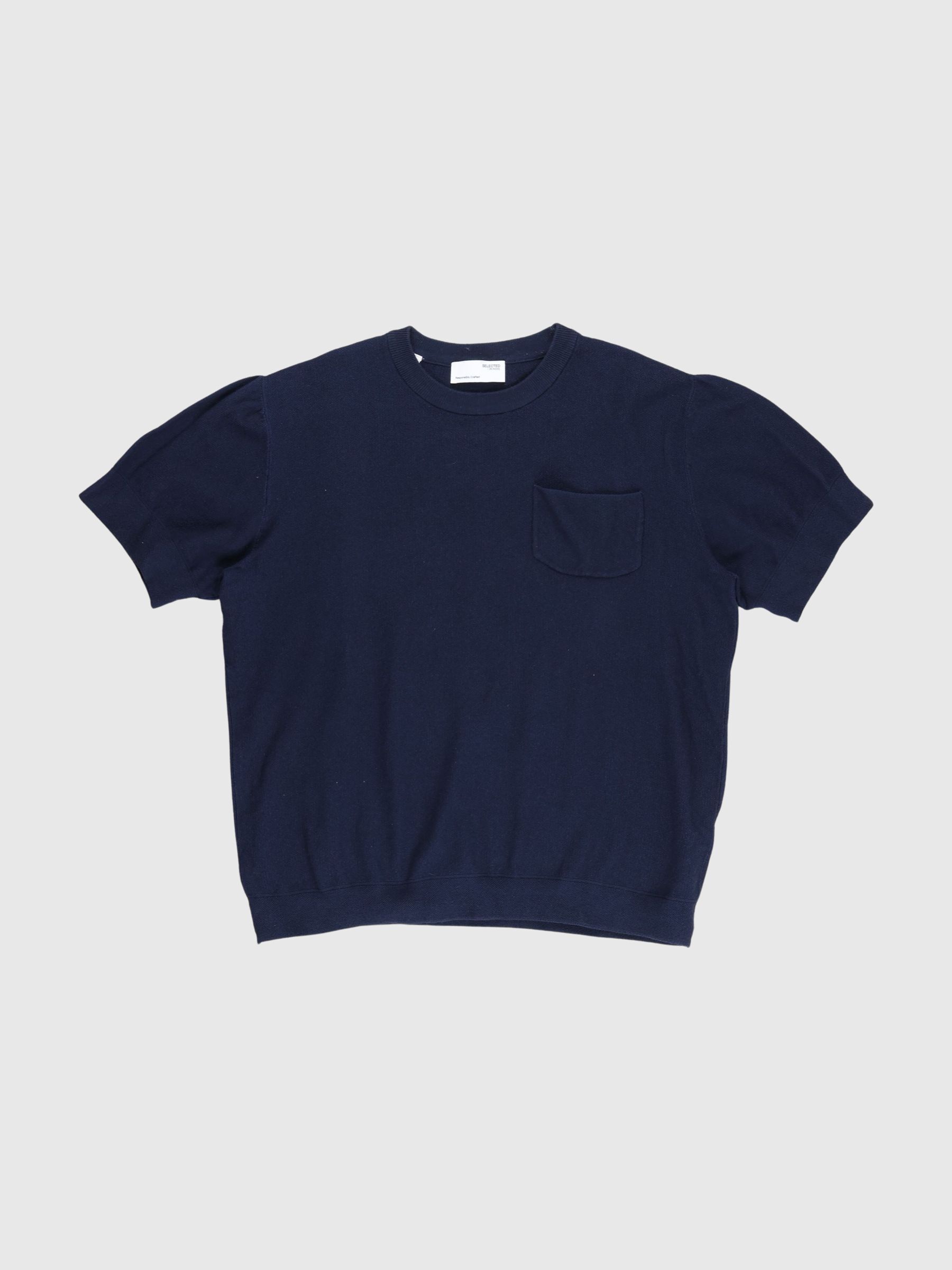 KNITTED SHORT SLEEVED TOP, Sky Captain, highres