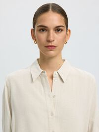 VISCOSE BLEND SHIRT, Sandshell, highres