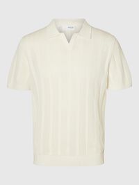 100% BAUMWOLL POLOHEMD AUS STRICK, Egret, highres