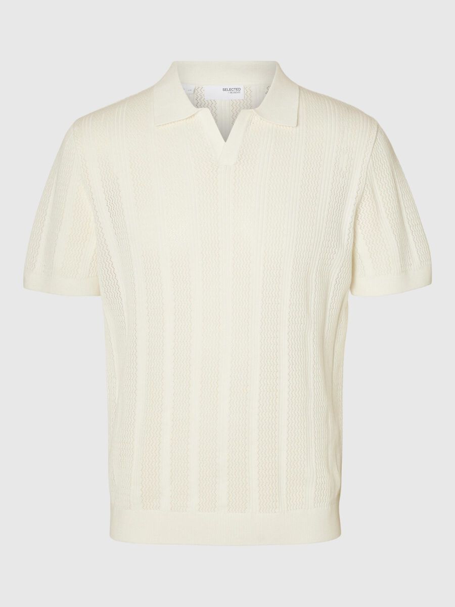 Selected ALGODÓN 100 % CAMISETA DE POLO DE PUNTO, Egret, highres - 16096390_Egret_001.jpg