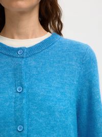 WOOL BLEND KNITTED CARDIGAN, Malibu Blue, highres