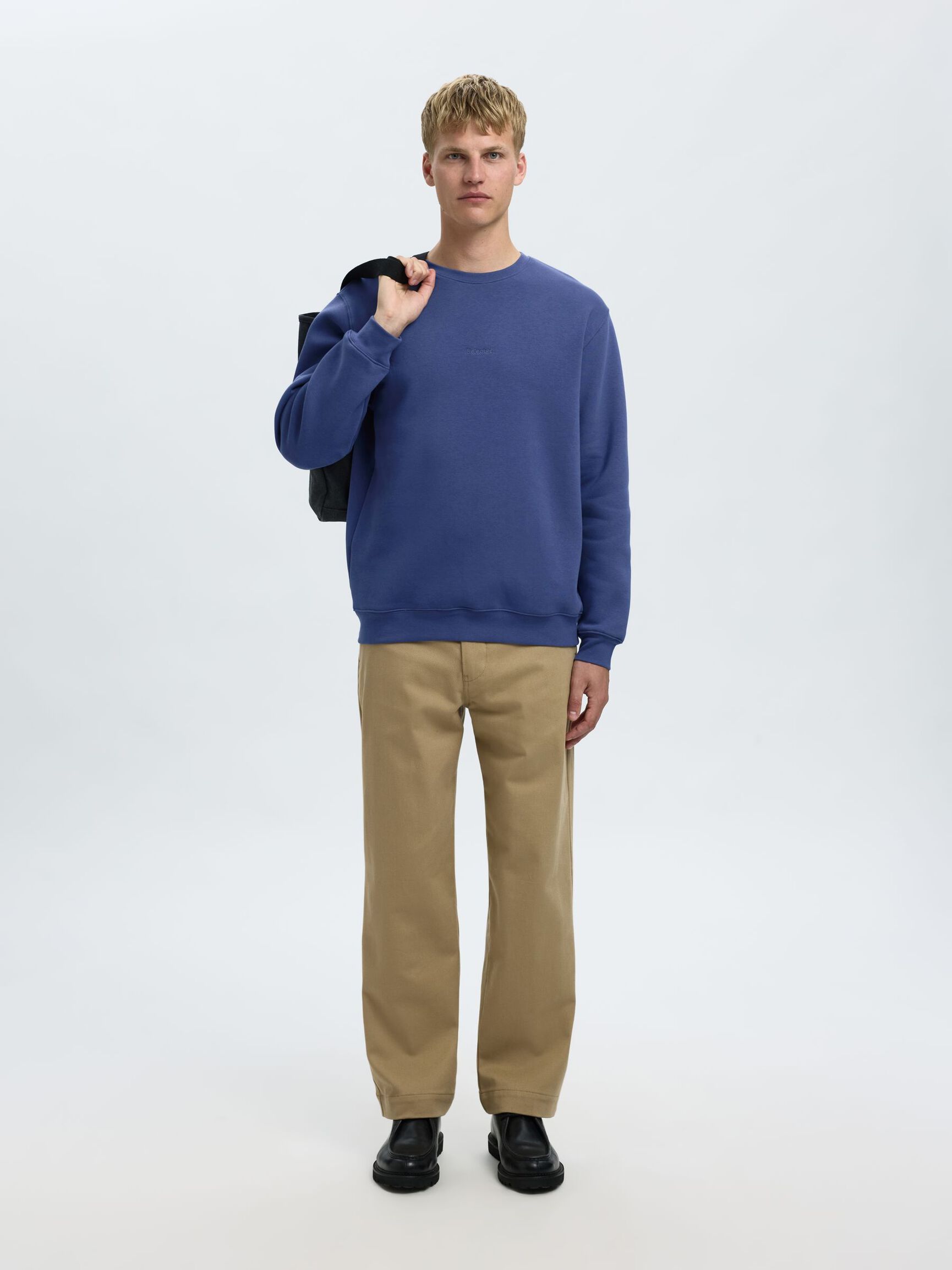 EMBROIDERED SWEATSHIRT, Blue Indigo, highres