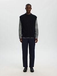 WOOL BLEND KNITTED VEST, Sky Captain, highres