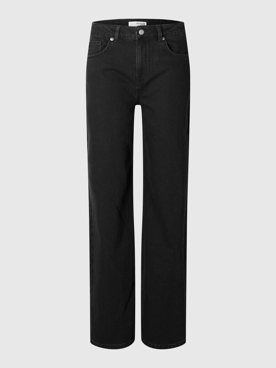 Selected SCHWARZE WIDE FIT JEANS, Black Denim, highres - 16090237_BlackDenim_001.jpg