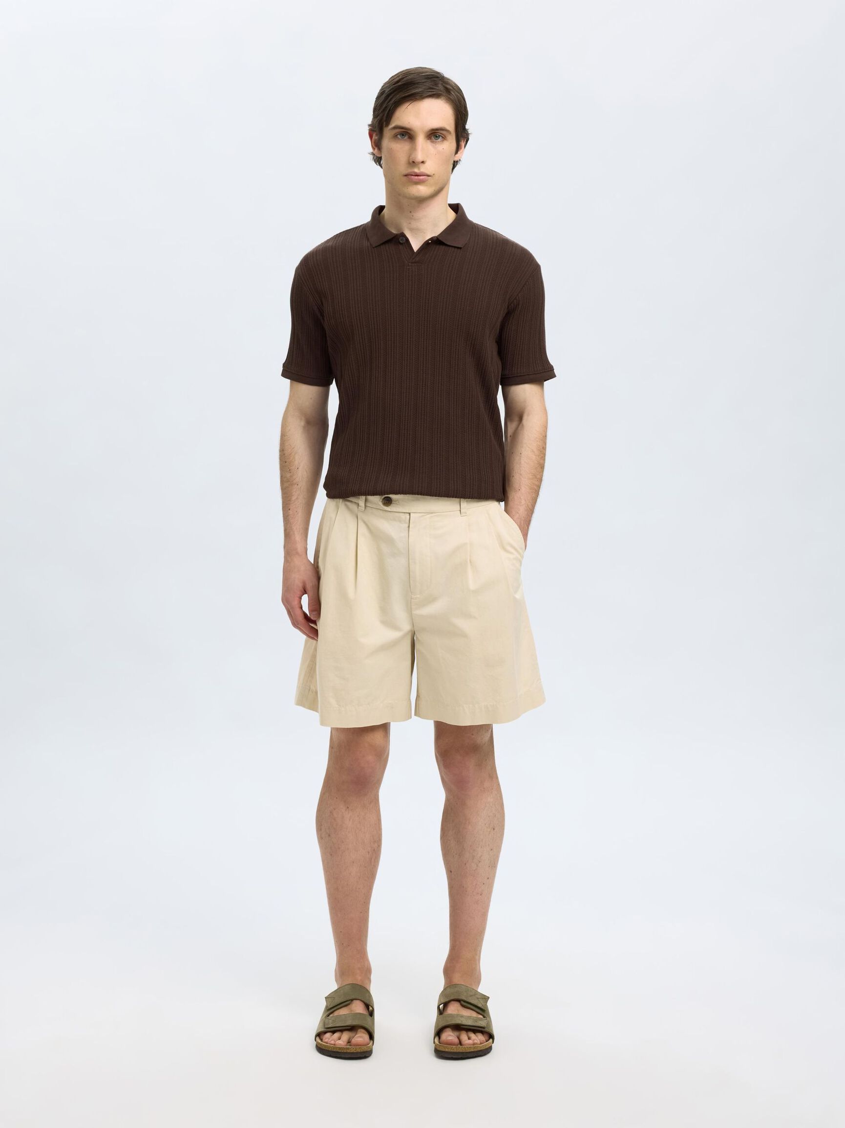 KURZÄRMELIGES BAUMWOLL POLO SHIRT, Chocolate Brown, highres