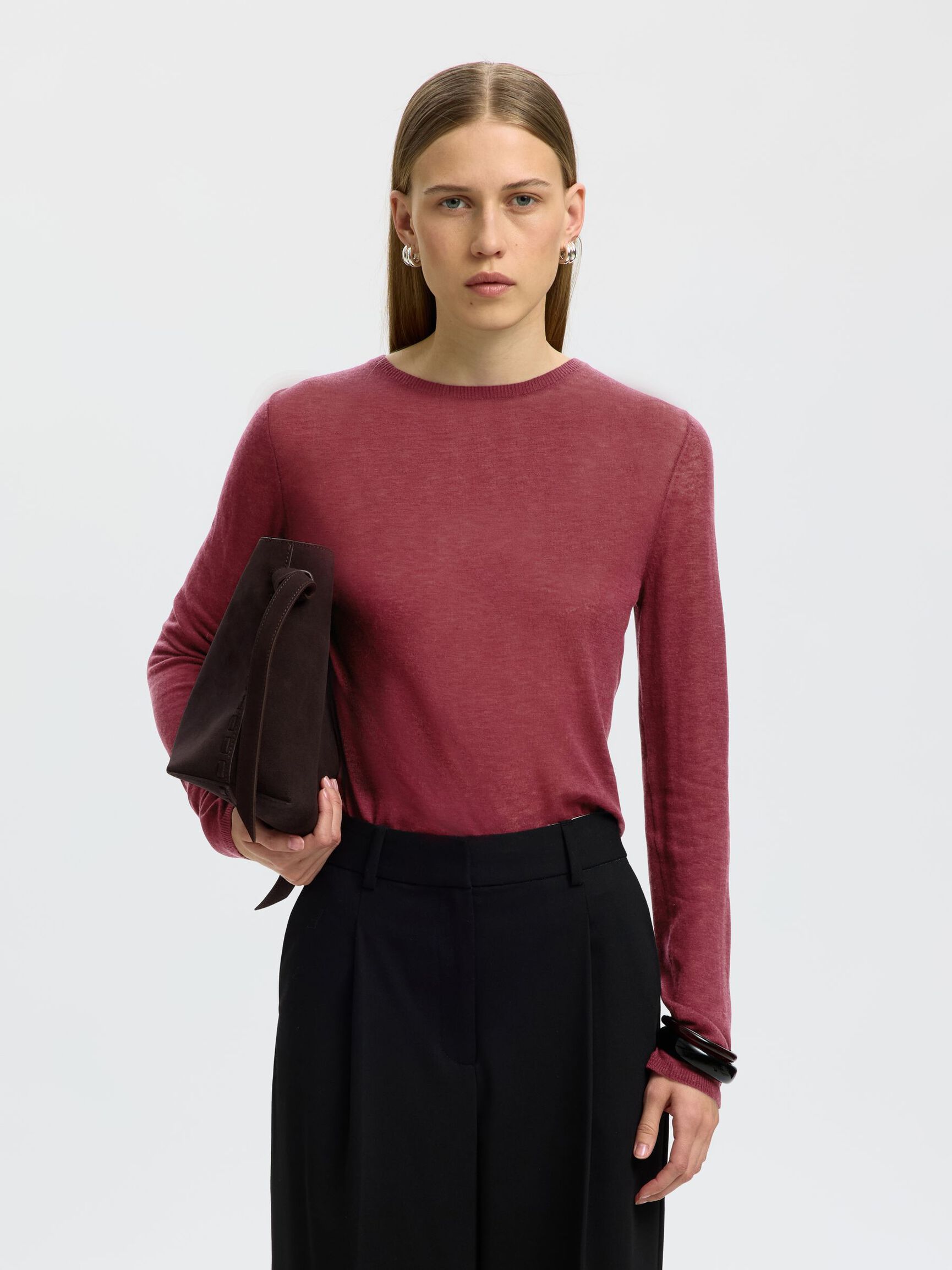 100% MERINO WOOL PULLOVER, Tawny Port, highres
