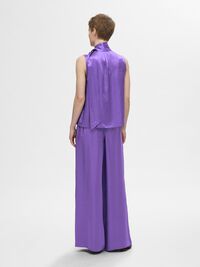 SATIN BOW NECK TOP, Liberty, highres