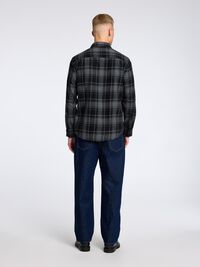 LONG SLEEVED FLANNEL SHIRT, Black, highres