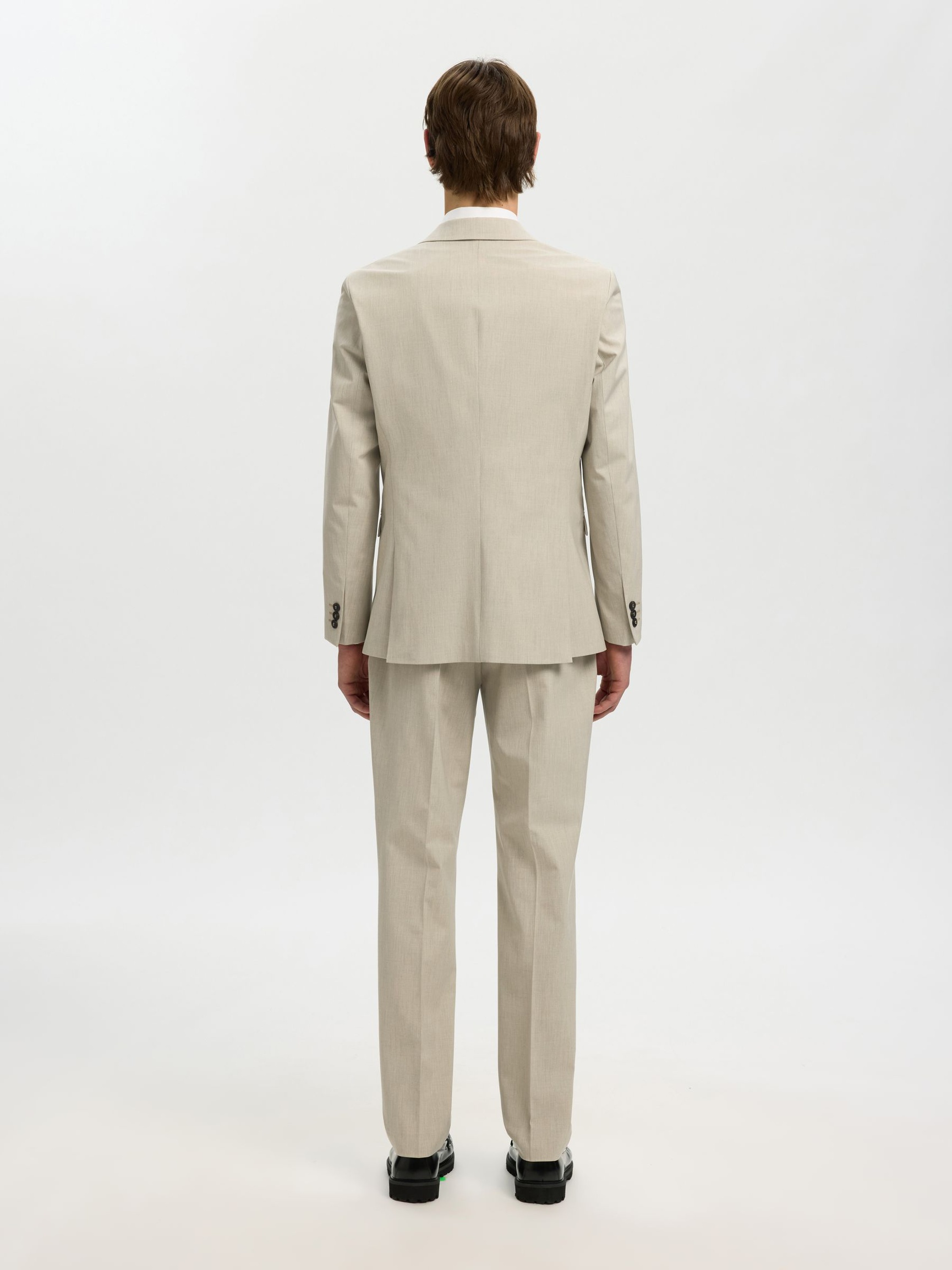 VISKOSBLANDNING SLIM FIT KAVAJ, Oatmeal, highres
