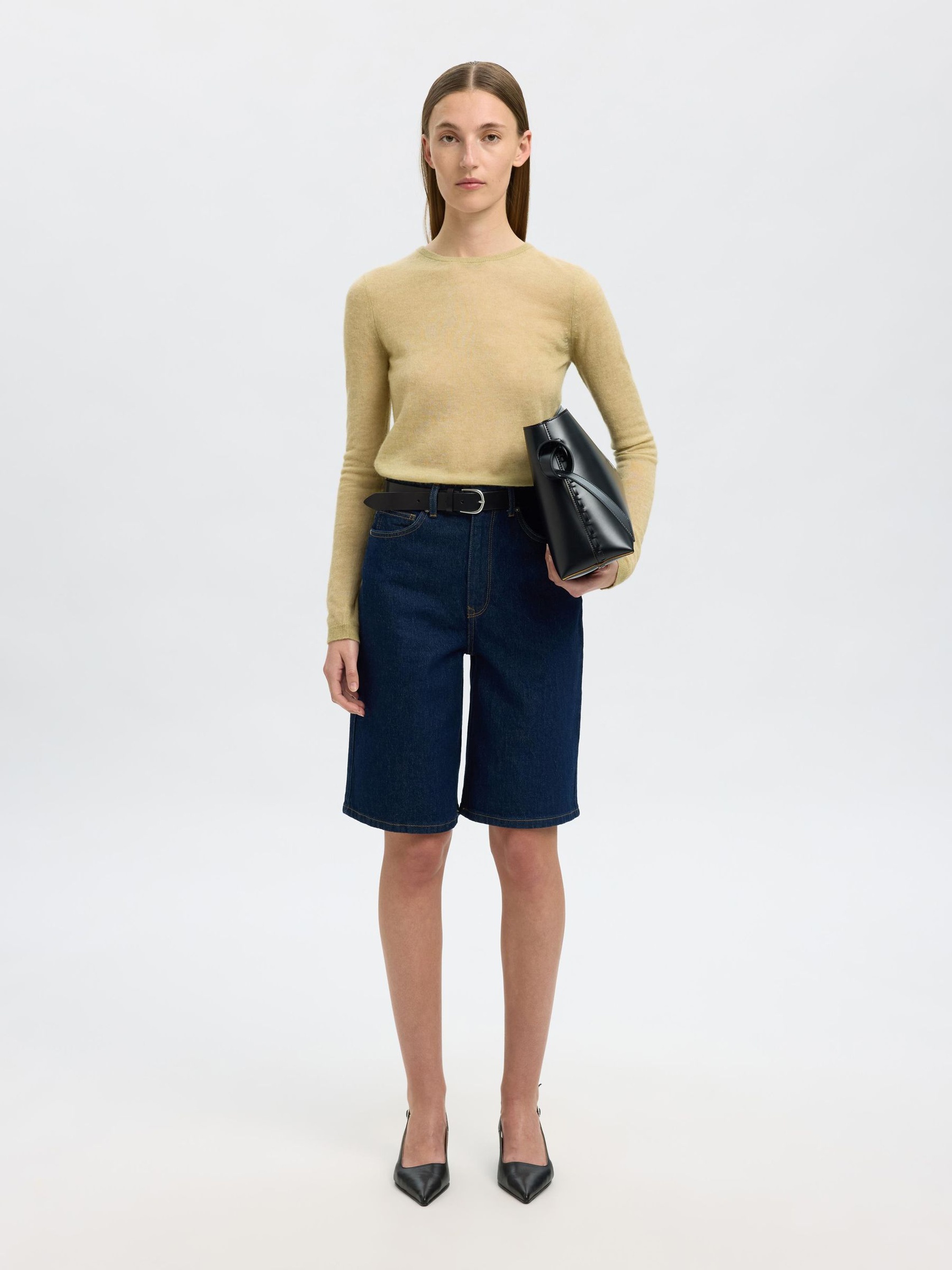 ULLBLANDING STRIKKET TOPP, Slate Green, highres
