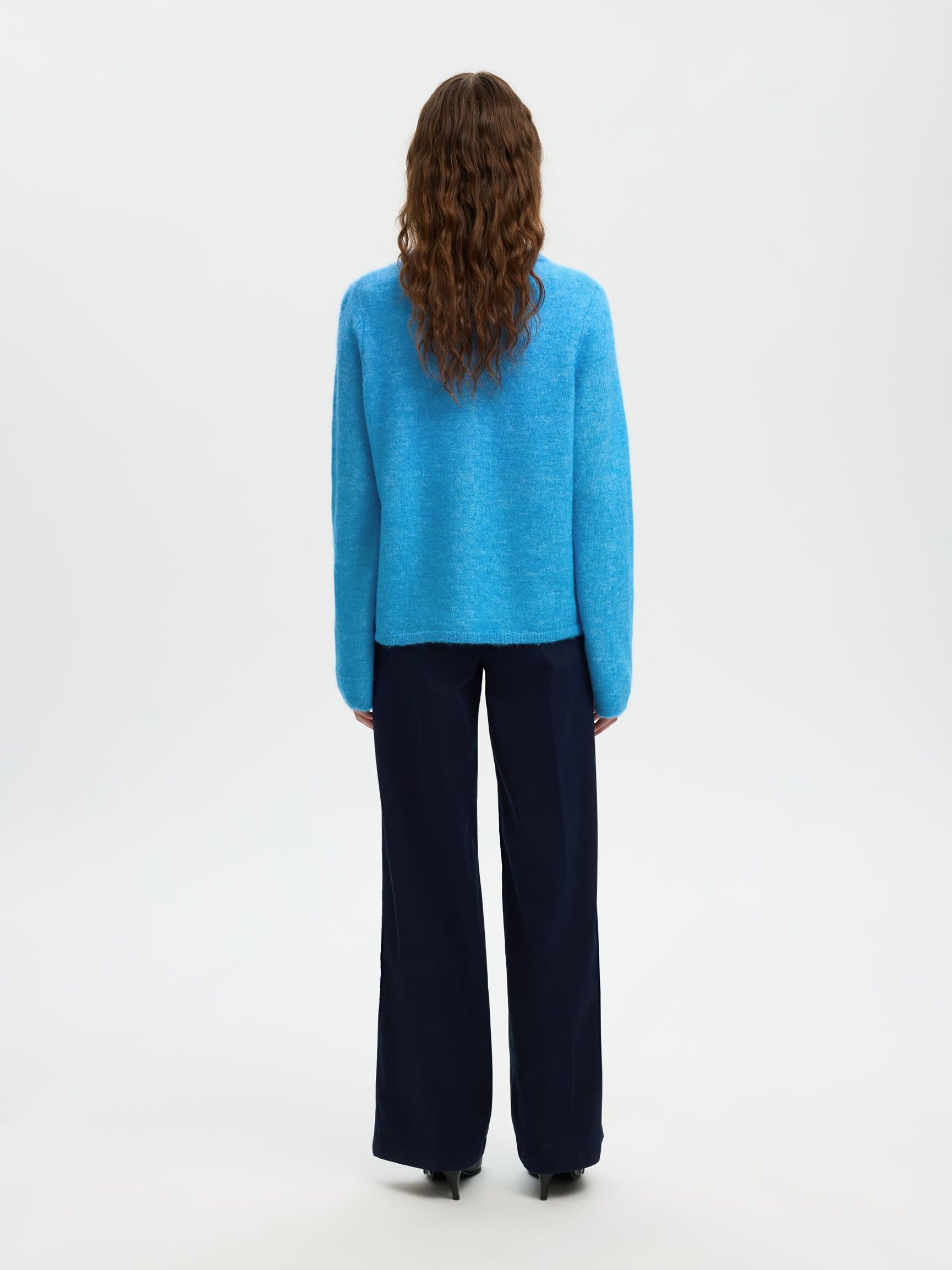 WOOL BLEND KNITTED CARDIGAN, Malibu Blue, highres