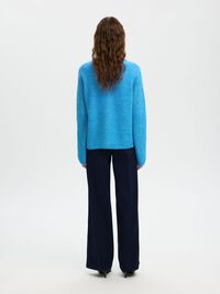 WOOL BLEND KNITTED CARDIGAN, Malibu Blue, highres