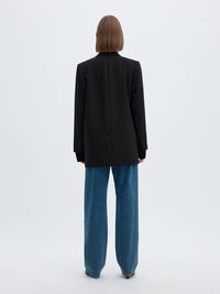LONG RELAXED FIT SINGLE-BREASTED BLAZER, Black, highres