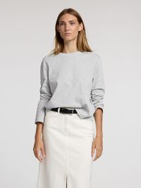 LONG-SLEEVED BOXY T-SHIRT, Light Grey Melange, highres