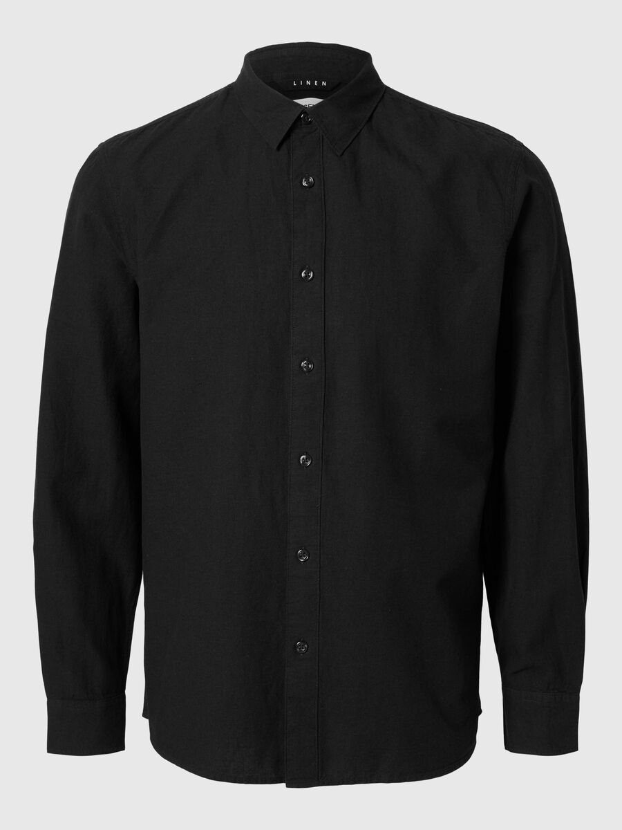 Selected LANGE MOUWEN OVERHEMD, Black, highres - 16078867_Black_001.jpg