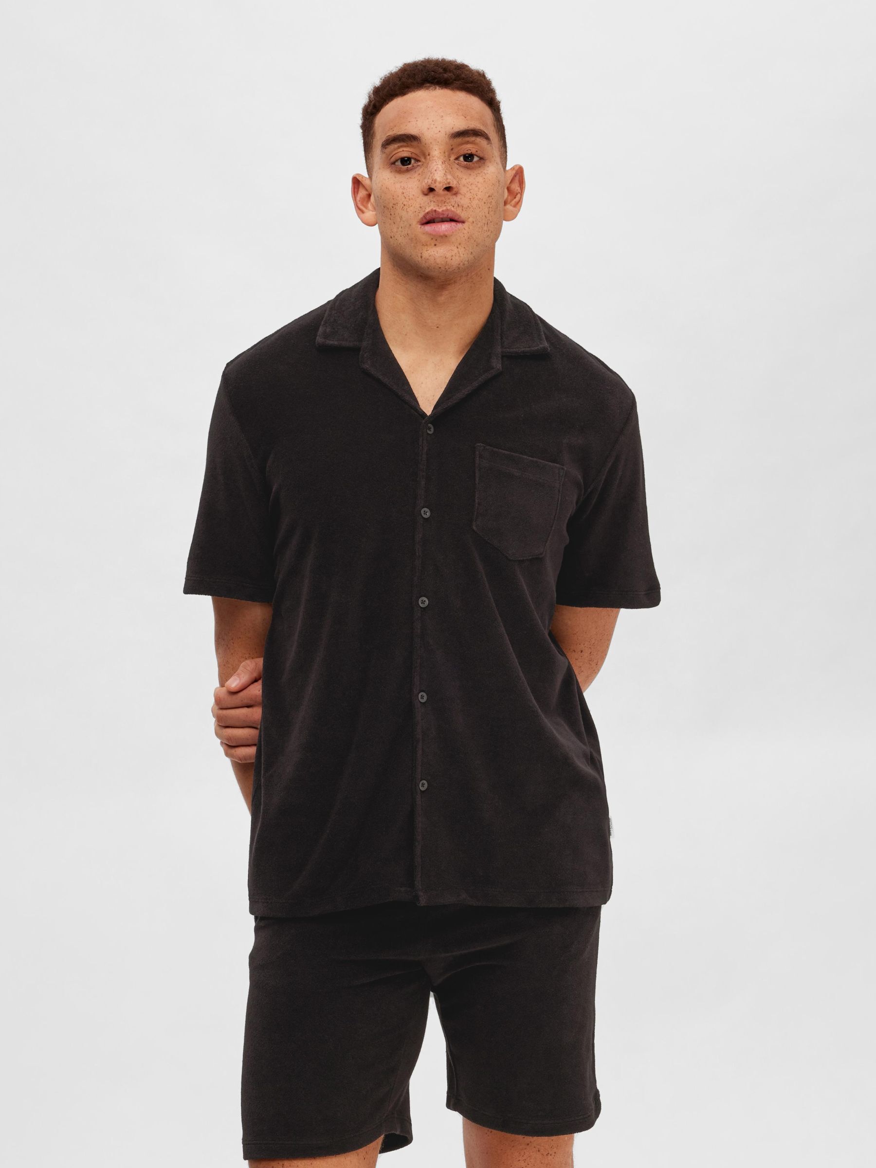 TERRY CLOTH SHIRT | Black | Selected