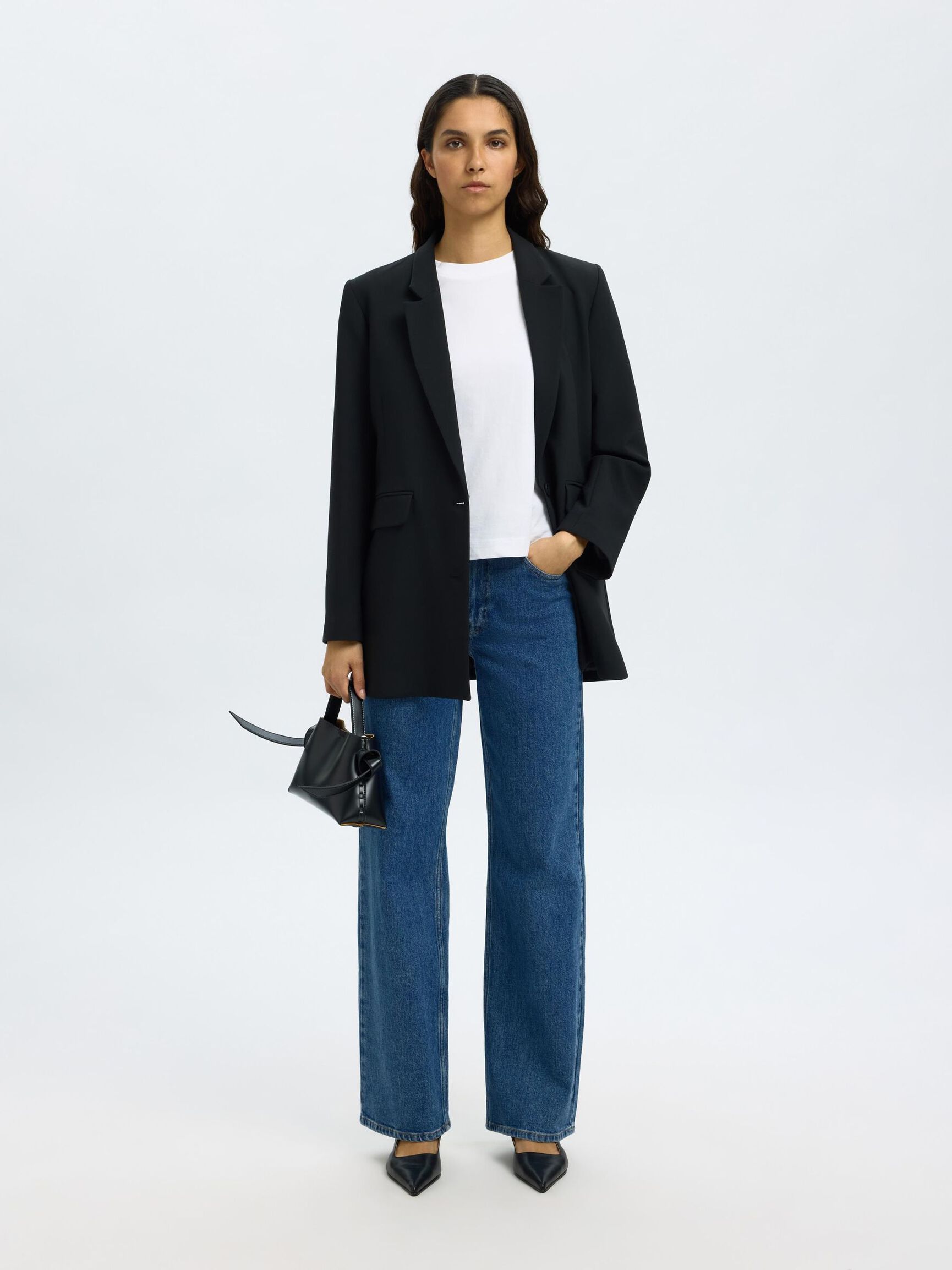 HIGH WAIST WIDE LEG JEANS, Medium Blue Denim, highres