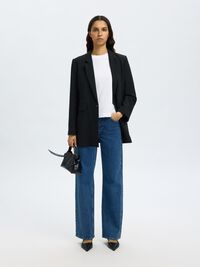 HIGH WAIST WIDE LEG JEANS, Medium Blue Denim, highres