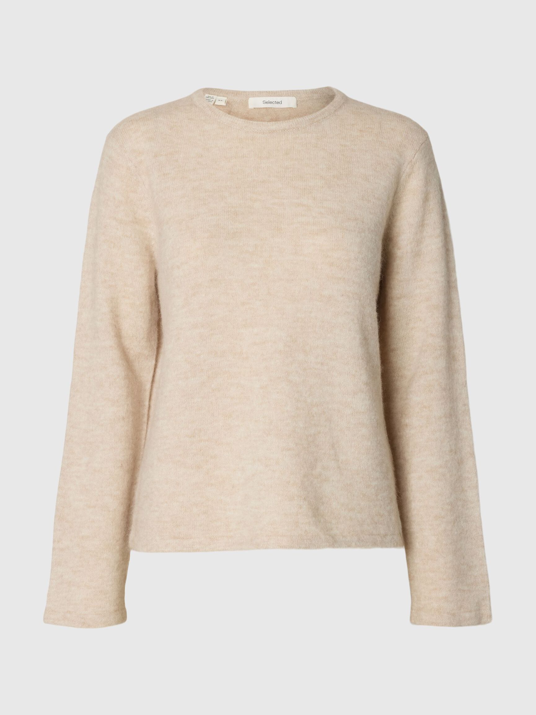WOOL BLEND KNITTED PULLOVER, Birch, highres