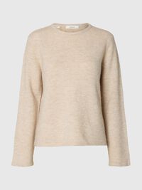 WOOL BLEND KNITTED PULLOVER, Birch, highres