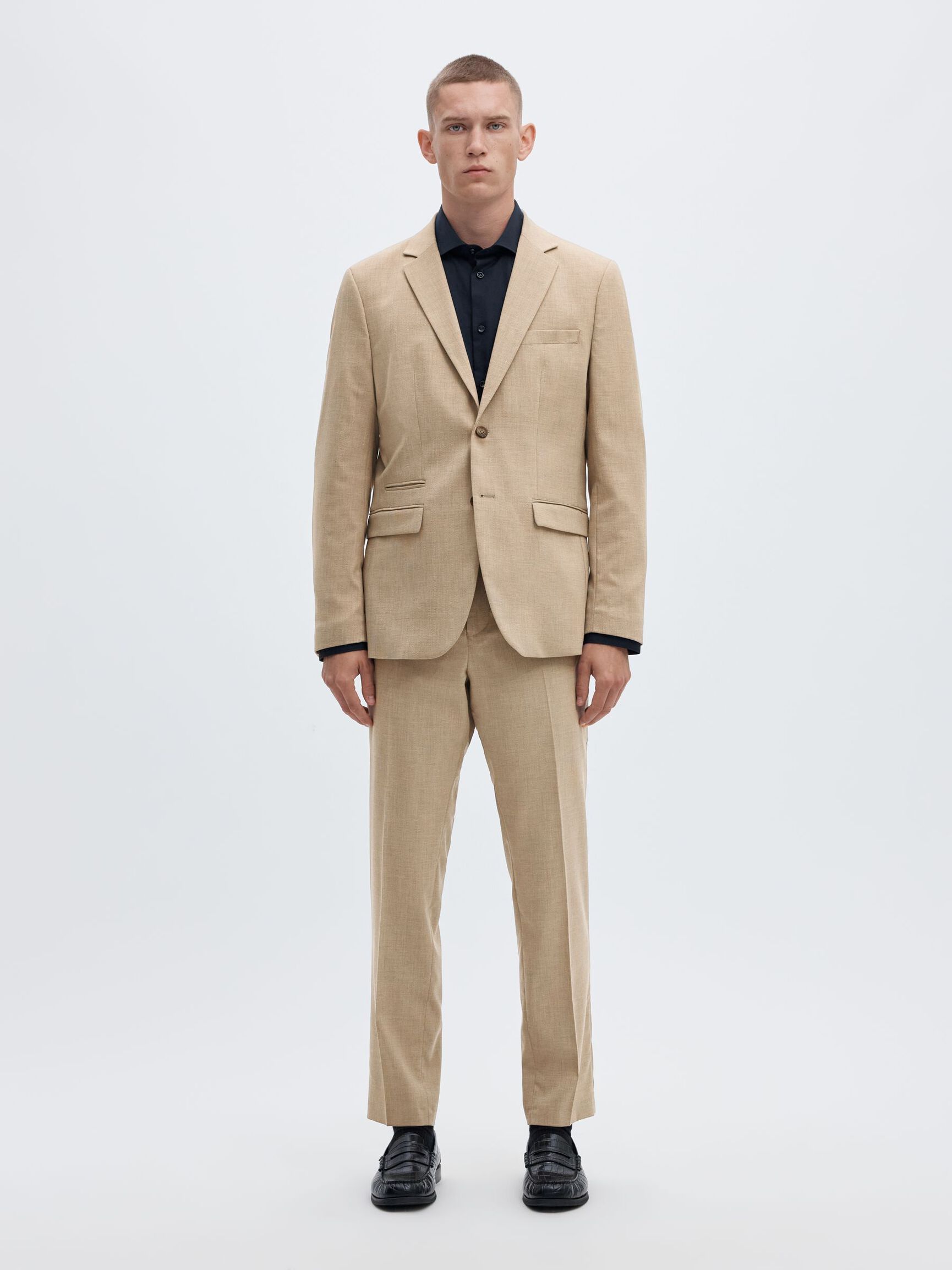 GEWEBTER WOLLGEMISCH BLAZER, Sand, highres