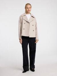 DOUBLE BREASTED SHORT JACKET, Sandshell, highres