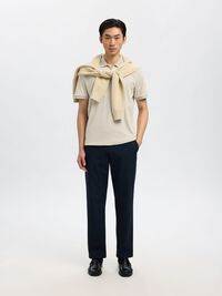 ZIPPER POLO SHIRT, Oatmeal, highres