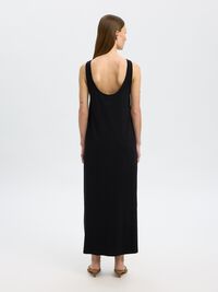 ÄRMELLOSES BAUMWOLLMIX MAXIKLEID, Black, highres