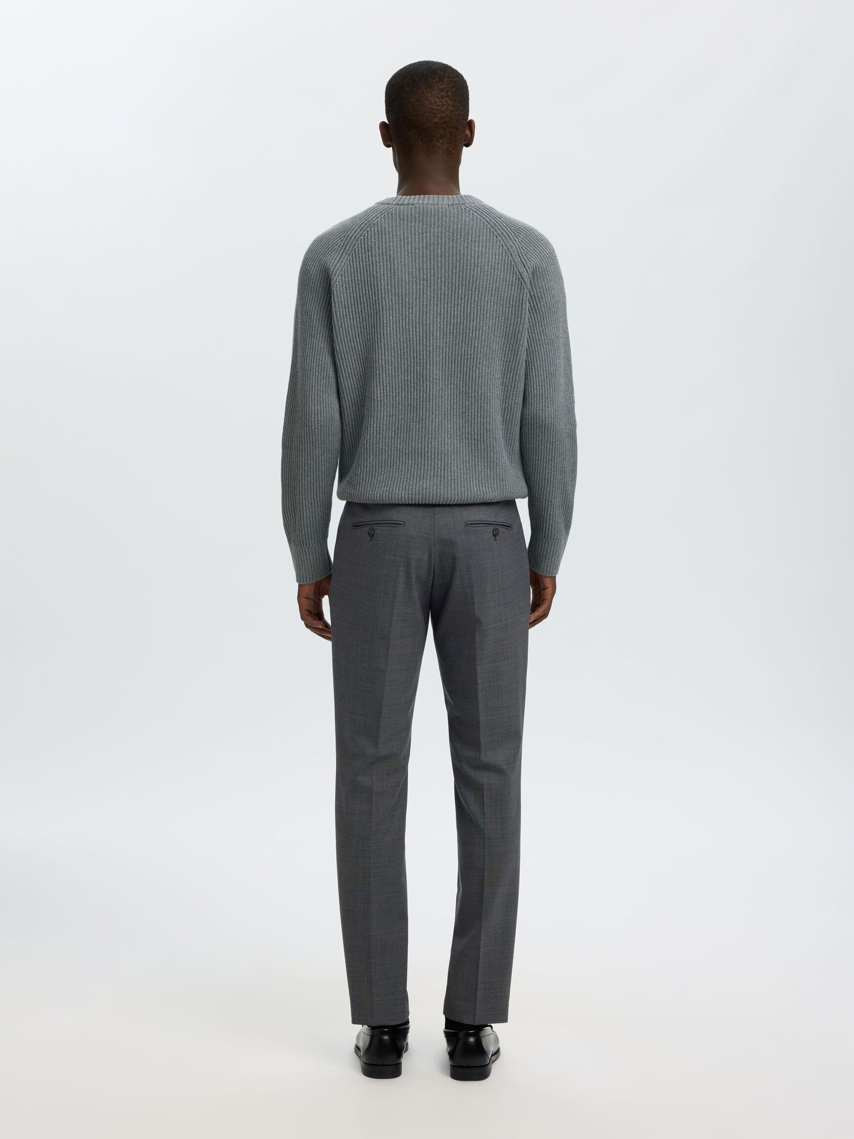 WOOL BLEND  SUIT TROUSERS, Dark Grey, highres