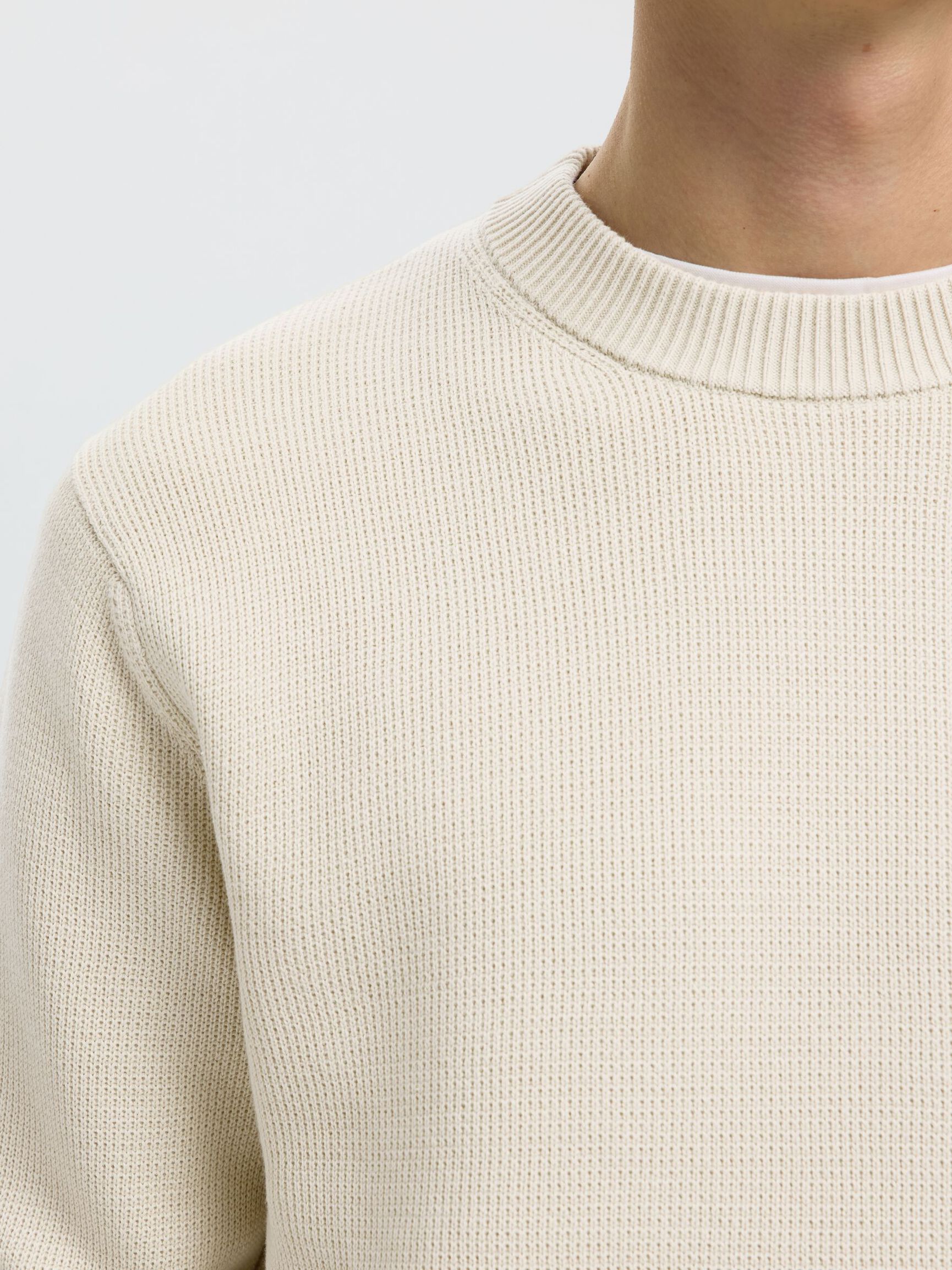 CREWNECK JUMPER, Oatmeal, highres