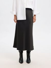 SATENG MIDISKJØRT, Black, highres
