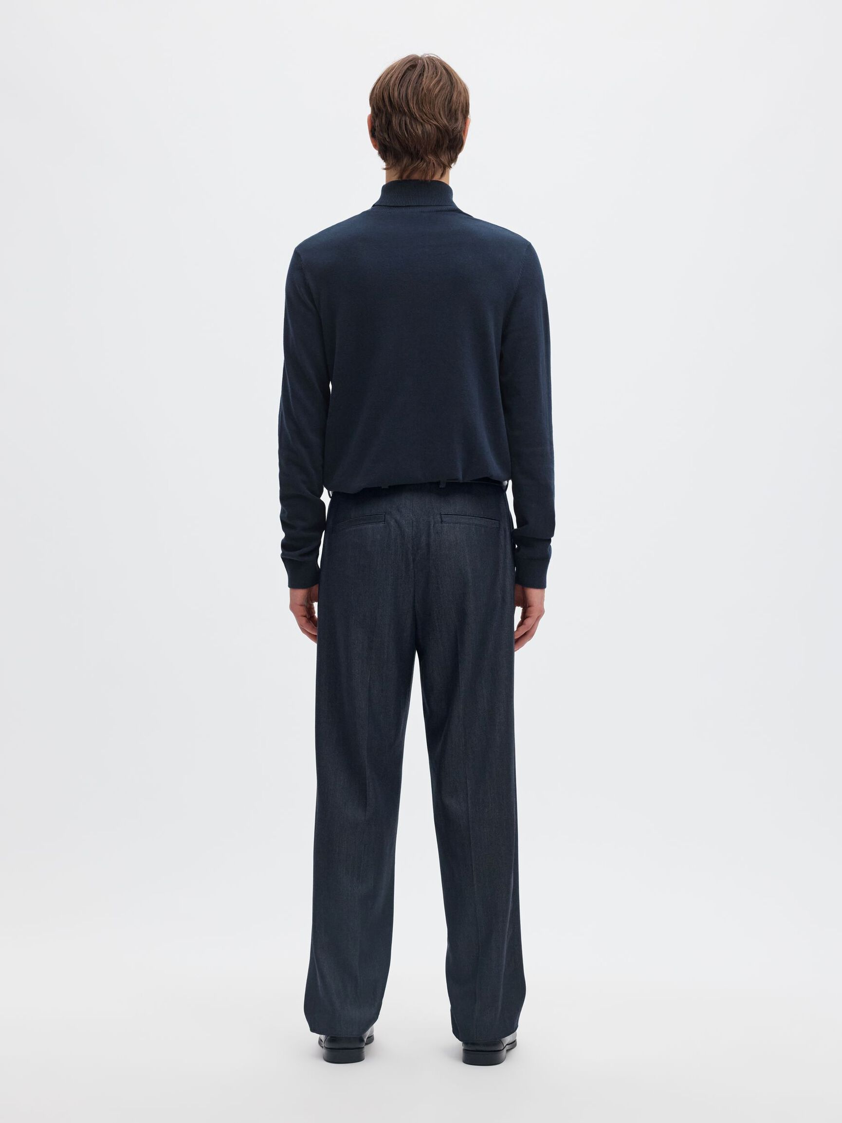 LONG-SLEEVED ROLL NECK PULLOVER, Navy Blazer, highres