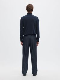 LONG-SLEEVED ROLL NECK PULLOVER, Navy Blazer, highres