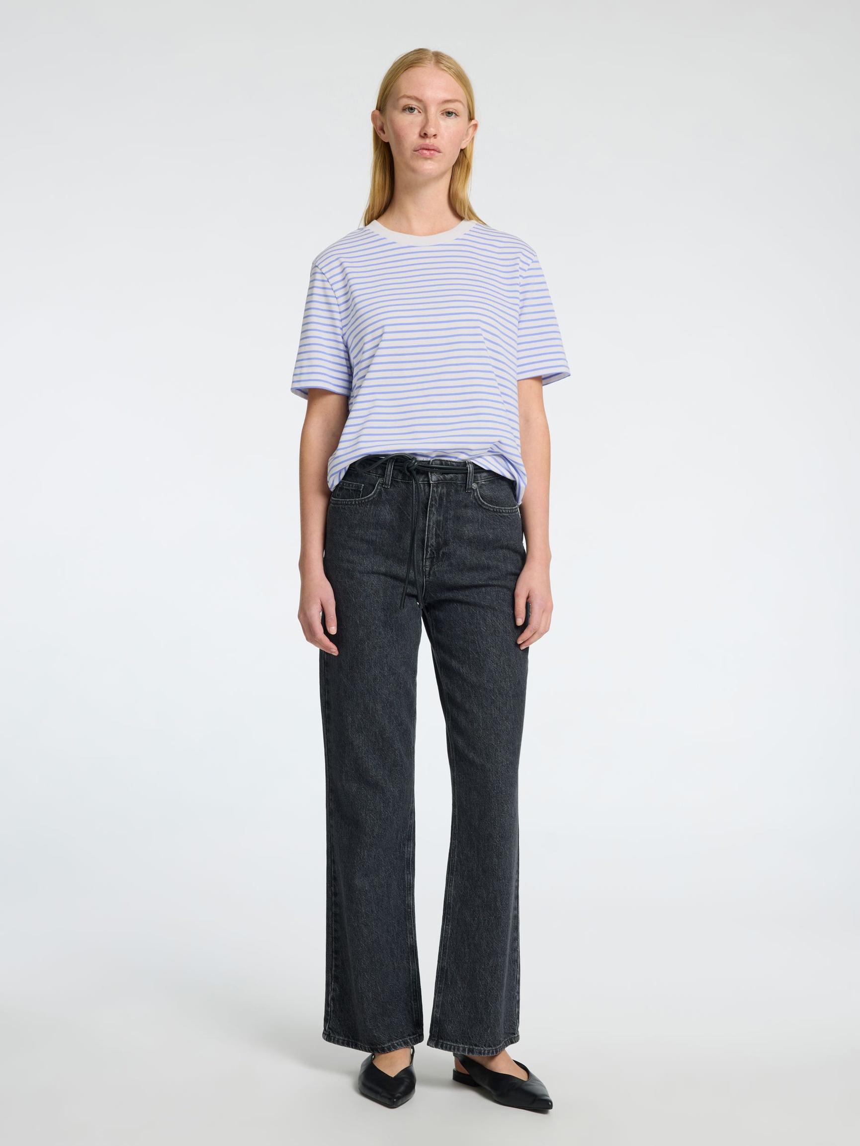 GESTREIFTES BOXY FIT T-SHIRT, Cornflower Blue, highres