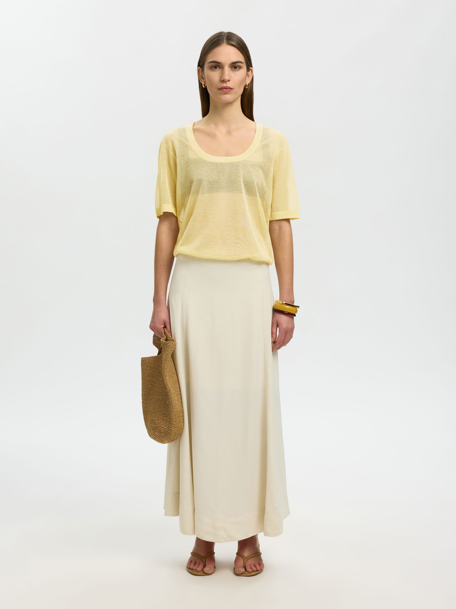 VISCOSE BLEND KNITTED TOP, Italian Straw, highres