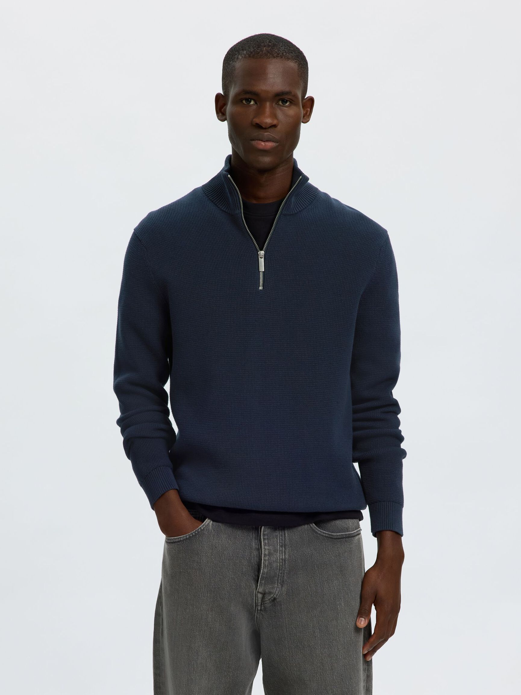 HALF-ZIP PULLOVER, Sky Captain, highres