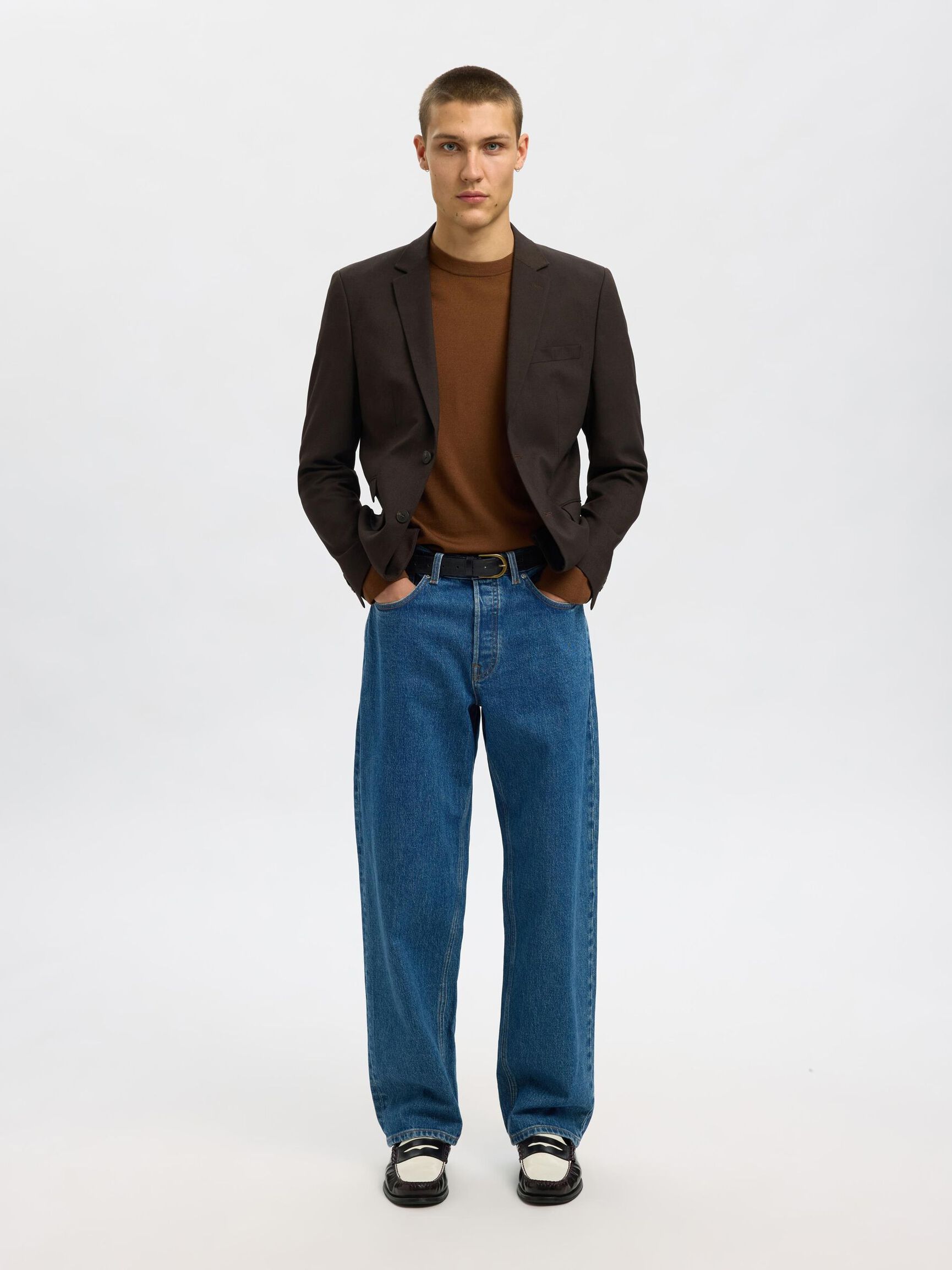 GEWEBTER WOLLGEMISCH BLAZER, Demitasse, highres