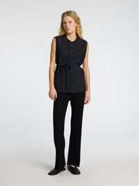 GEBREIDE HIGH-WAIST BROEK, Black, highres