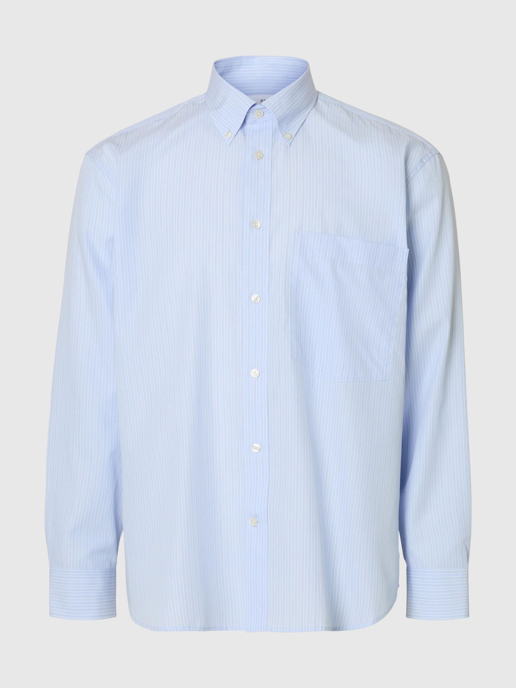 RELAXED FIT BUTTON-DOWN SHIRT, Cashmere Blue, highres