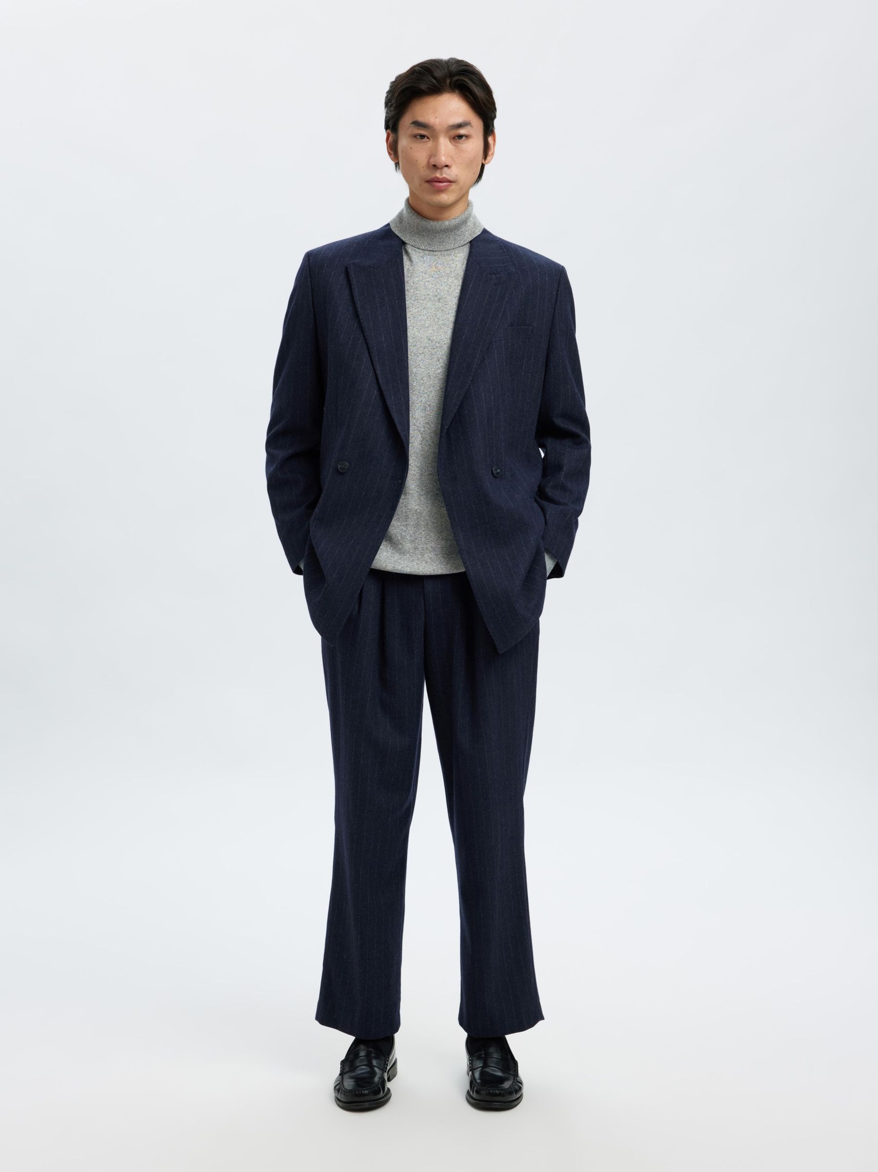 LANGARM ROLLKRAGEN PULLOVER, Light Grey Melange, highres