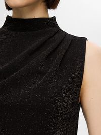 GLITTER SLEEVELESS TOP, Black, highres