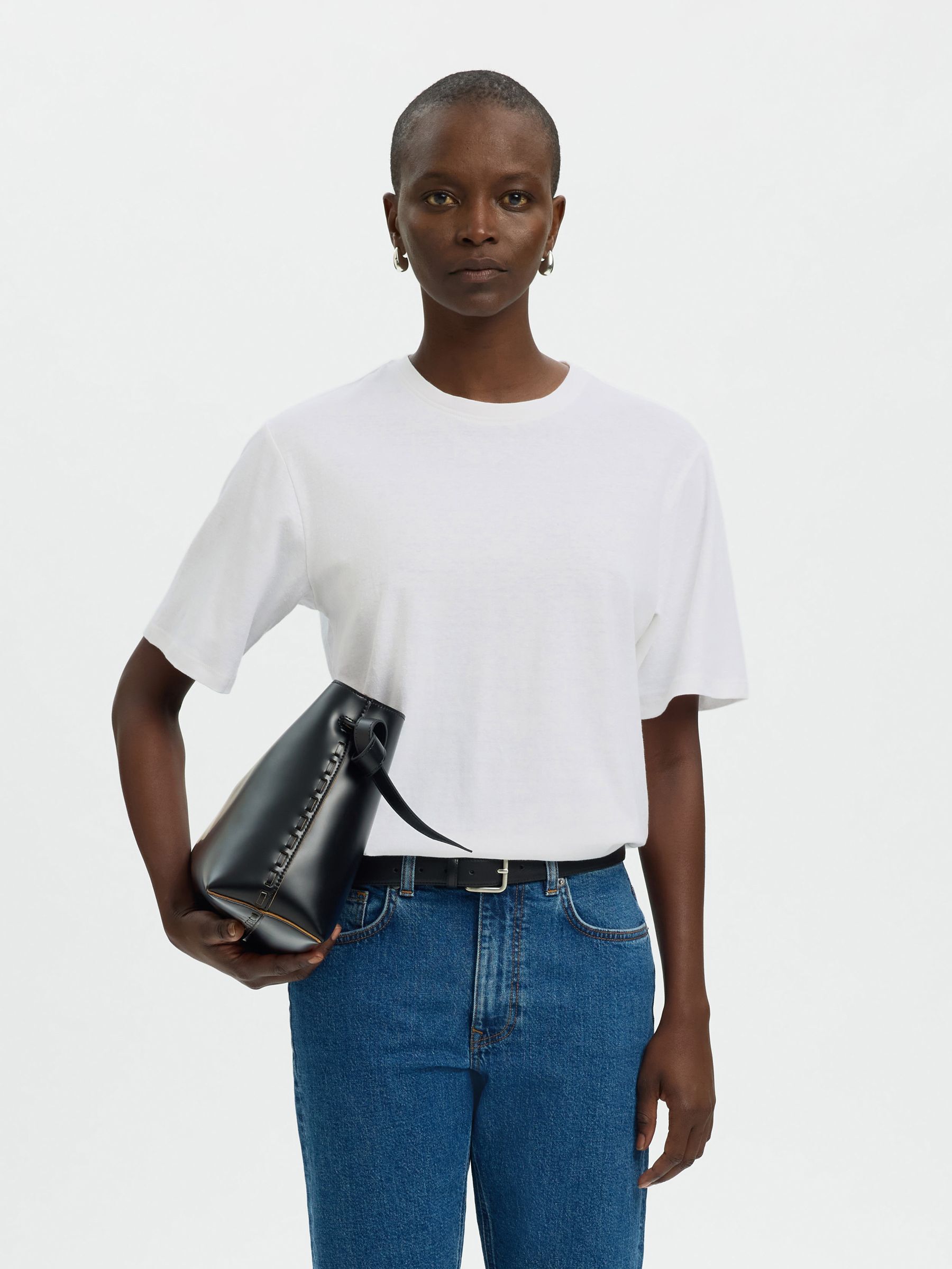 LINEN BLEND T-SHIRT, Bright White, highres