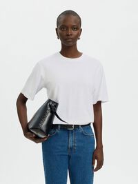 LINEN BLEND T-SHIRT, Bright White, highres