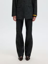 STRAIGHT FIT LEATHER TROUSERS, Black, highres