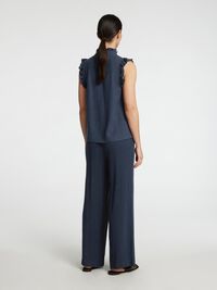 ÆRMELØS TOP MED FLÆSEDETALJE, Dark Sapphire, highres