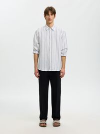 COUPE CLASSIQUE CHEMISE EN LIN MÉLANGÉ, Bright White, highres